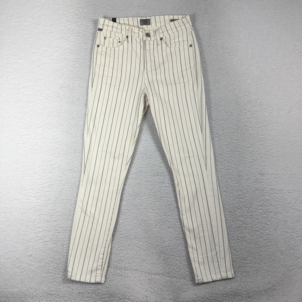 Citizens Of Humanity Rocket Crop High Rise Skinny Jeans Tan Striped Womens 25x26